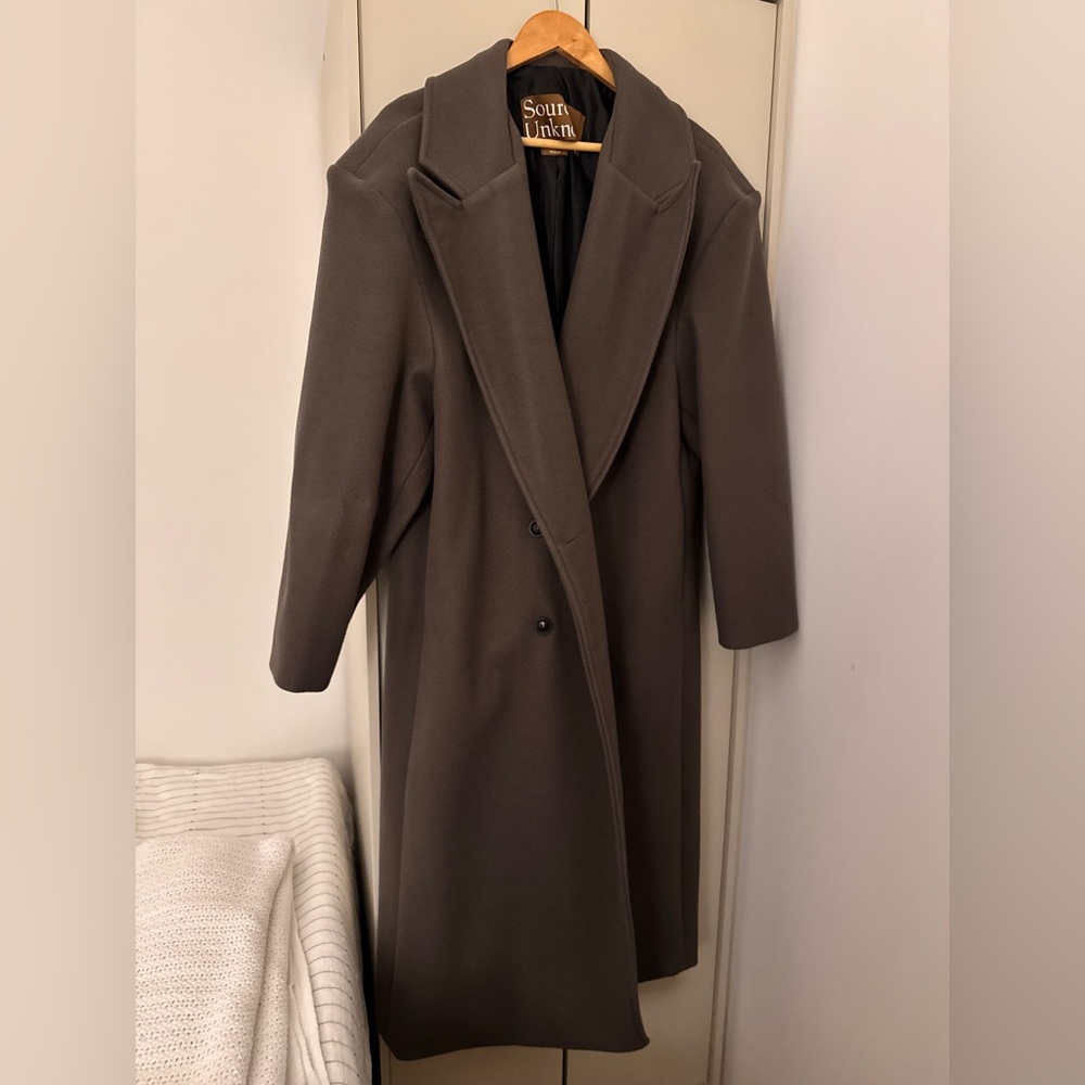 Source Unknown Wallis Oversized Grandpa Coat in Grey - Picture 5 of 5